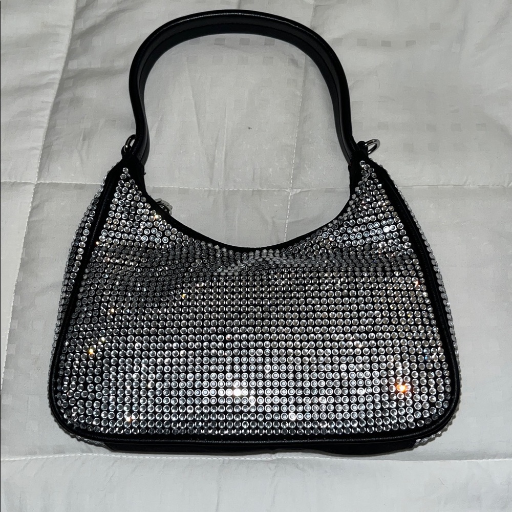 EUC INC black rhinestone evening bag